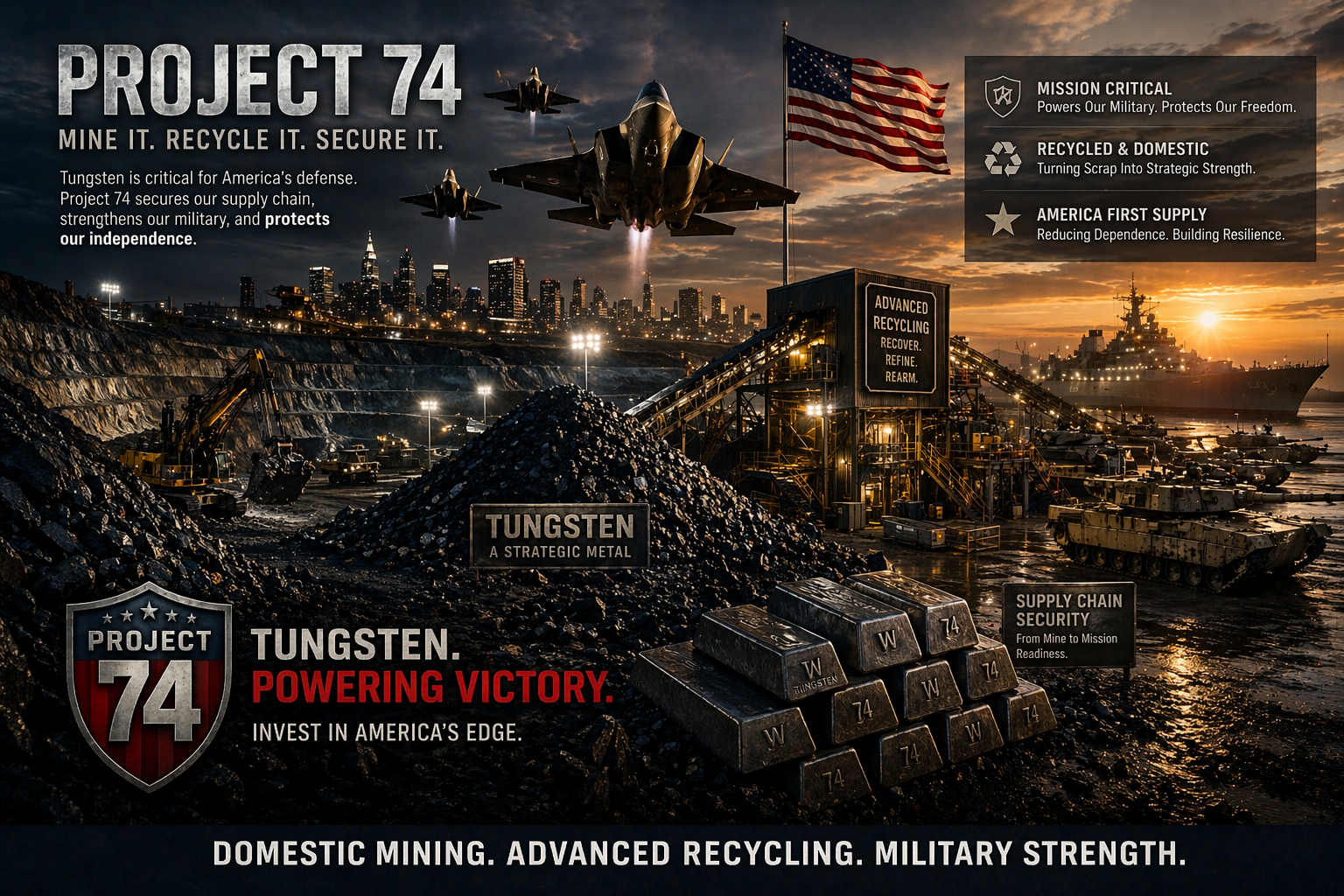 Project 74 — Domestic Mining, Advanced Recycling, Military Strength
